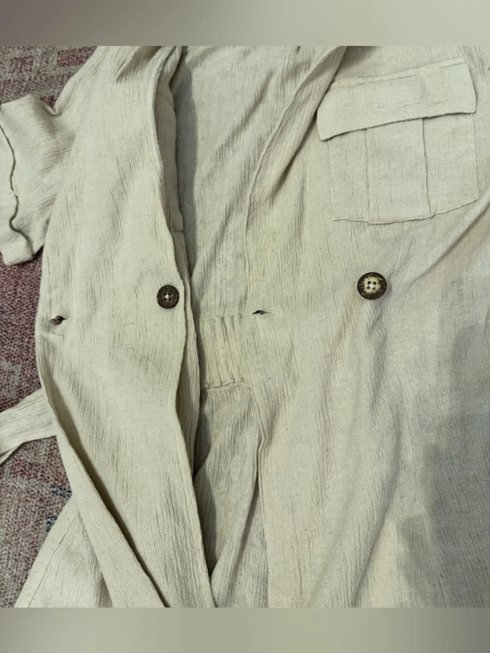 Free people clementine crepe wrap belted mini dress in cream medium NWT